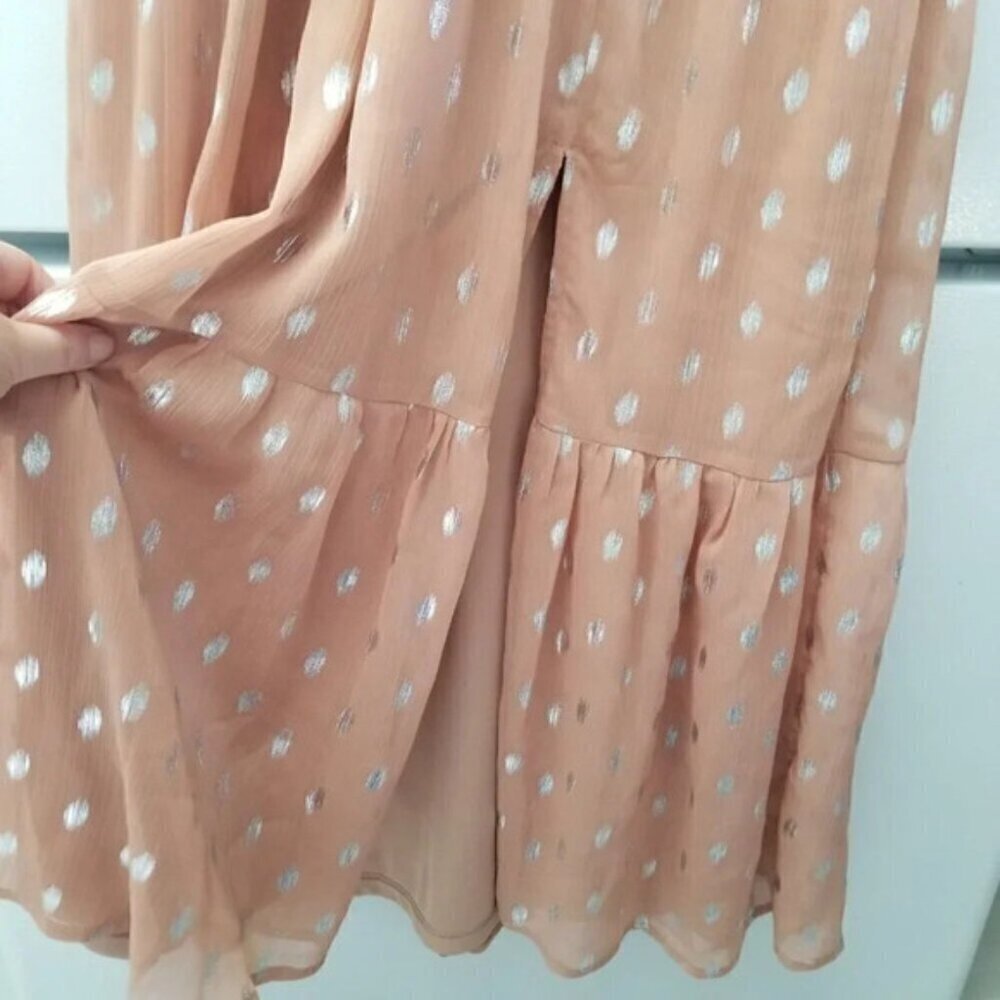 Lulu's Cause to Celebrate Mauve and Silver Ruffled Tiered Midi Dress S - Picture 10 of 11